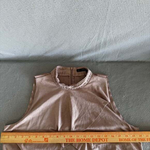 Zara Basic Collection Sleeveless Tiered Ruffle Faux Suede Dress - Picture 8 of 10